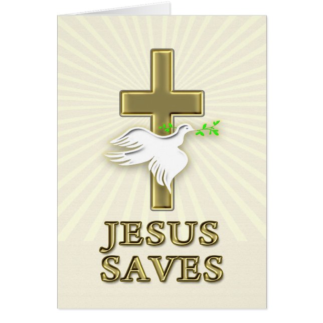 Croix d'or avec colombe blanche et Jésus Saves (Devant)