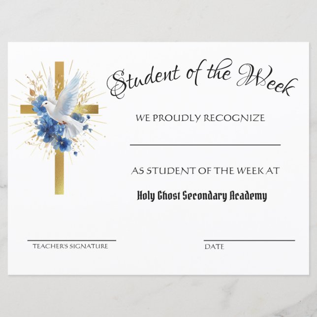 Croix d'or du Saint-Esprit catholique (Devant)