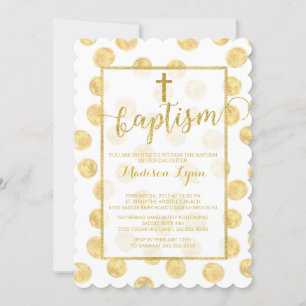 Croix d'or moderne Baptême Christening Invitation