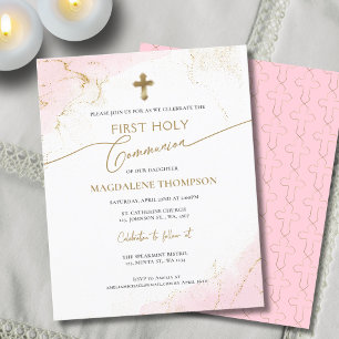 Croix d'or rose budget Première communion sainte f