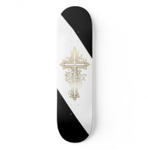 Croix dorée de skateboard chrétien
