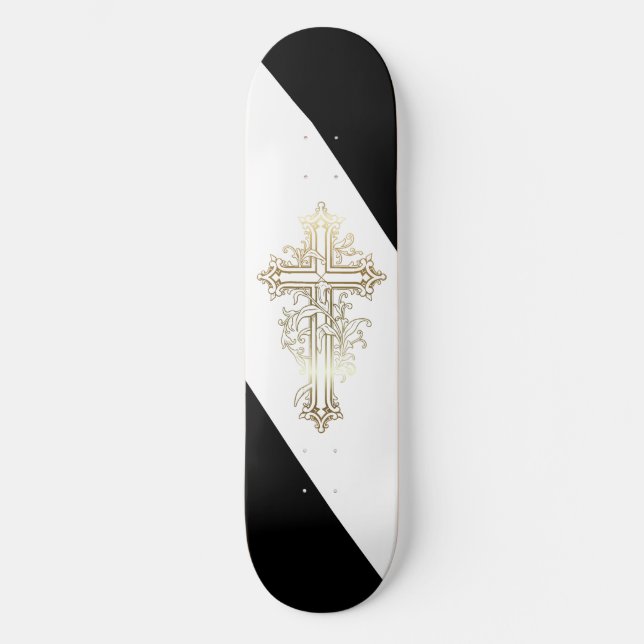 Croix dorée de skateboard chrétien (Recto)