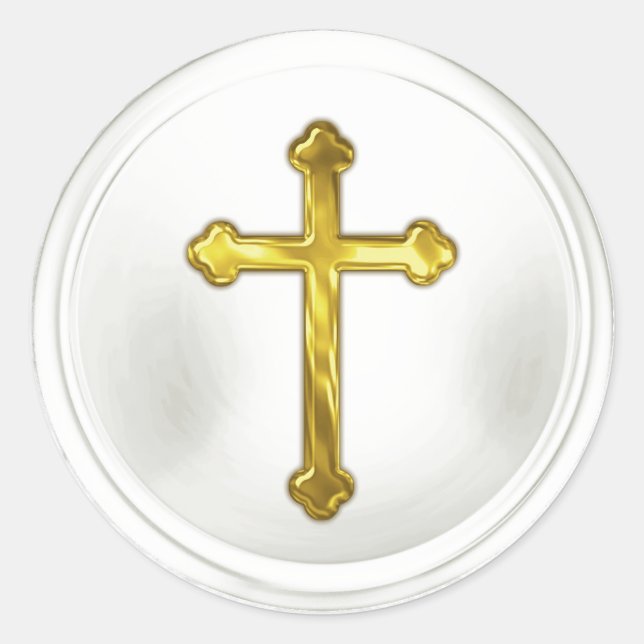 Croix dorée sur autocollant de scellé d'enveloppe  (Devant)