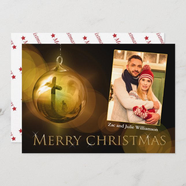 Croix du Christ Ornament Réflexion or Photo (Devant / Derrière)