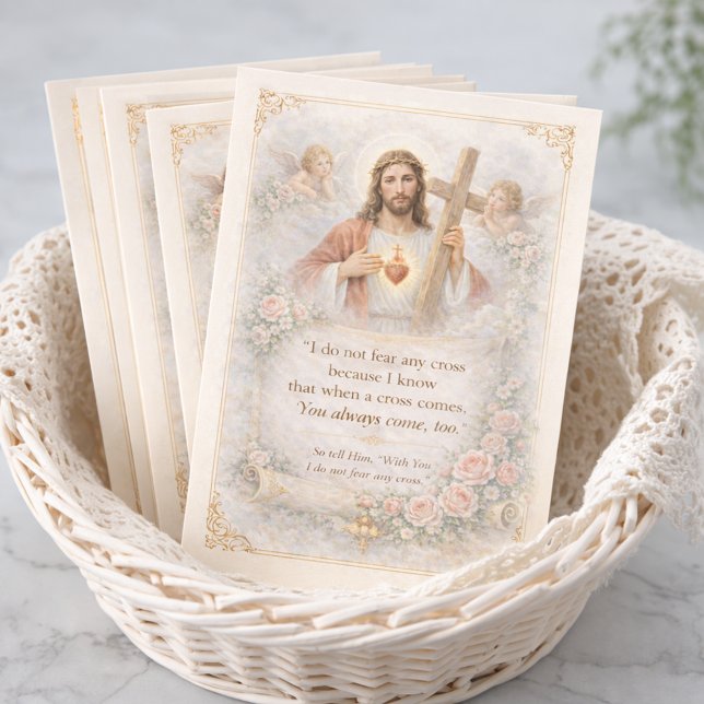 Croix du Sacré-Cœur de Jésus Citation Dessin Flora (Créateur téléchargé)