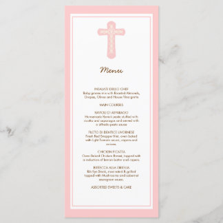 Croix élégante dans la carte rose de support de