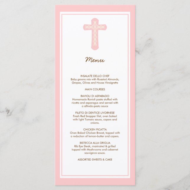 Croix élégante dans la carte rose de support de (Devant)