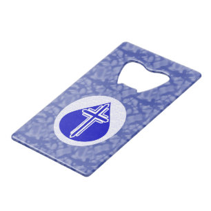 Croix en forme de larme sur fond bleu
