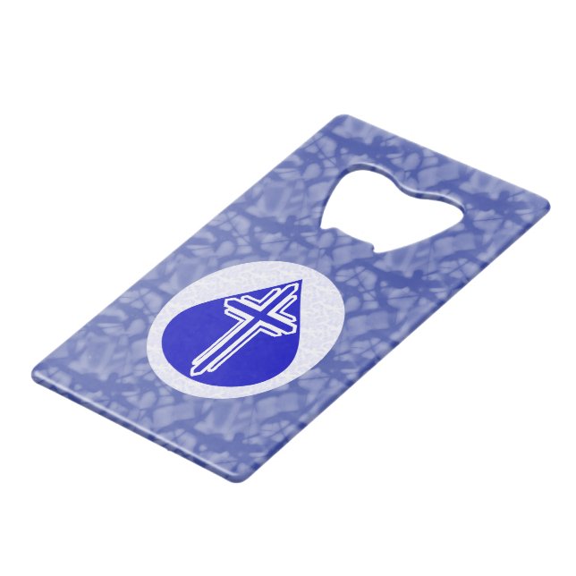 Croix en forme de larme sur fond bleu (Devant Angle)