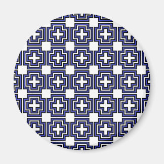 Croix et Carré bleu - Aimant (rond)