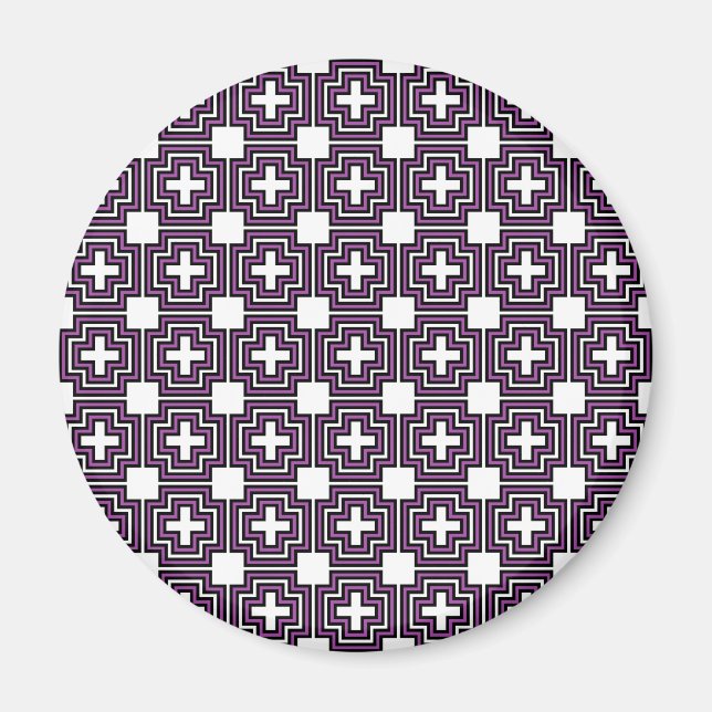 Croix et Carré pourpre - Aimant (rond) (Devant)