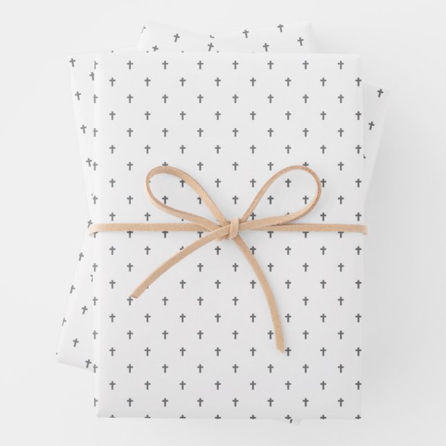 Croix - Feuilles de papier d'emballage gris (En situation)