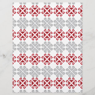 Croix géométrique rouge et gris letton