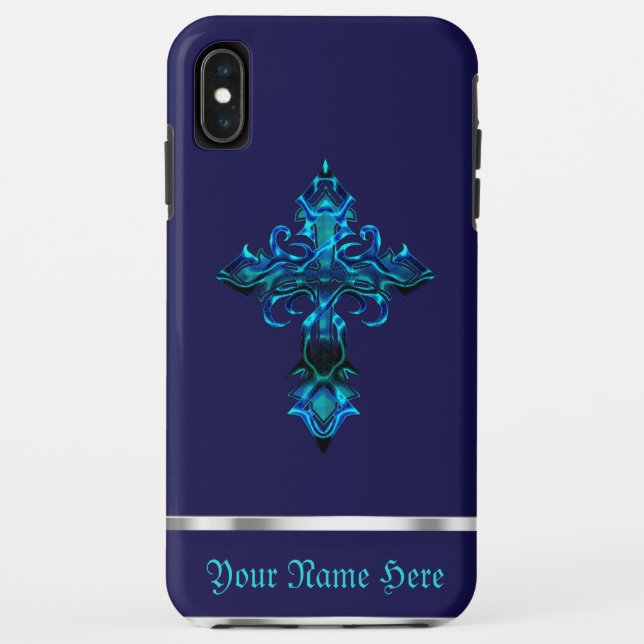 Croix médiévale bleue iPhone XS Max Coque (Dos)