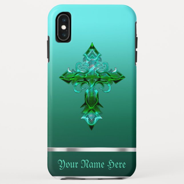 Croix médiévale verte iPhone XS Max Coque (Dos)