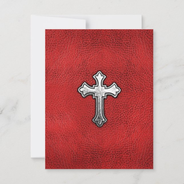 Croix métallique sur cuir rouge (Devant)