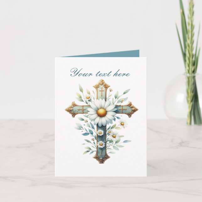 Croix mignonne avec carte personnalisable rose (Devant)