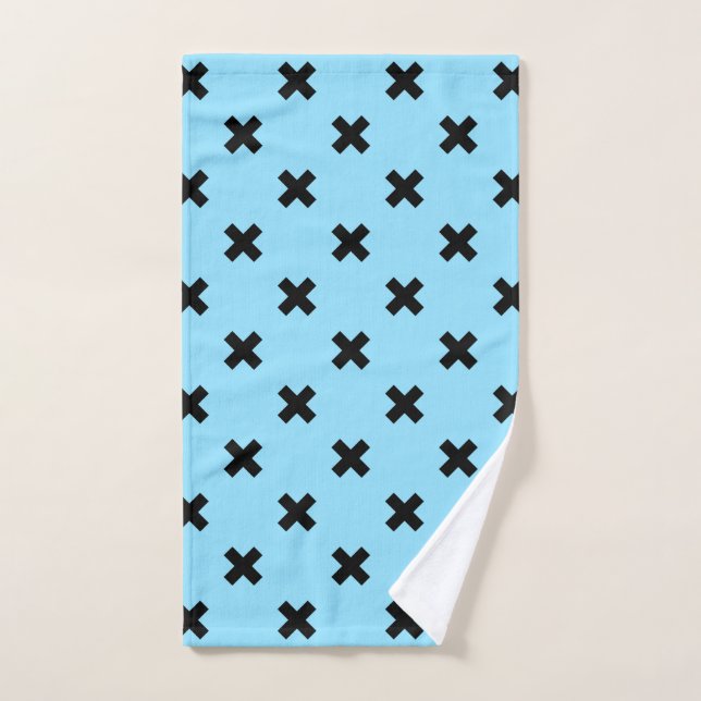 Croix noire sur le bleu bébé (Serviette à main)