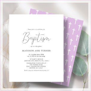 Croix pourpre   Invitation budgétaire du baptême