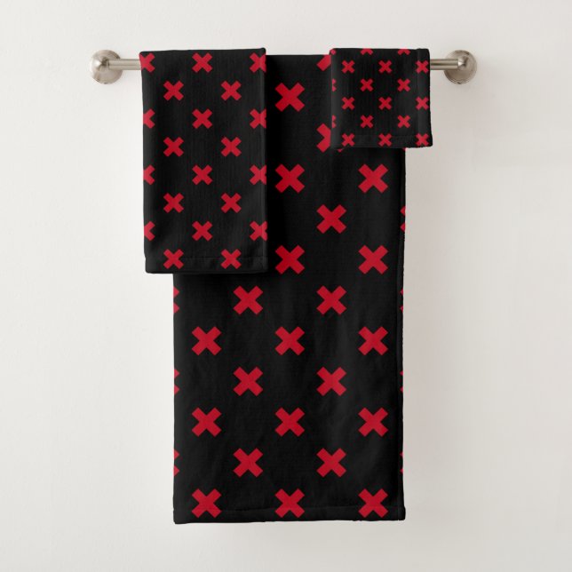 Croix rouge coutures sur noir (En situation)