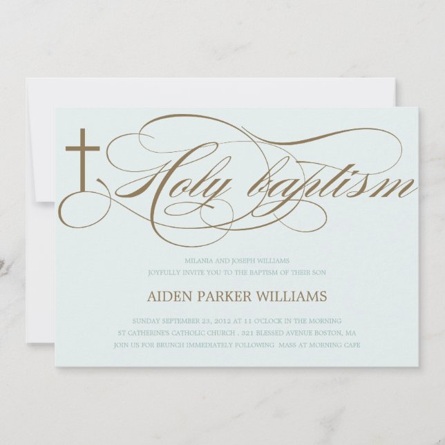 CROIX SAINTE BLEUE ET BROWN| INVITATION BAPTISME (Devant)