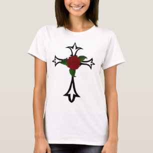 Croix Tribale Avec T-shirt Rose Rouge