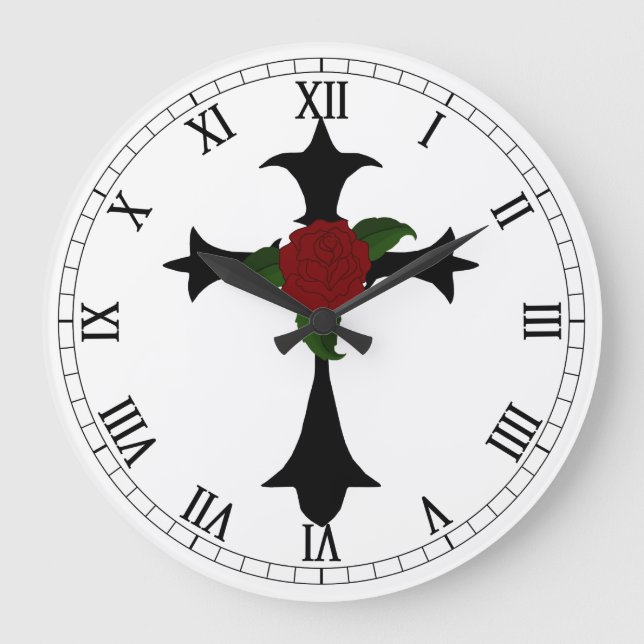 Croix Tribale Noire Nombre Romain Arrondi Horloge (Recto)