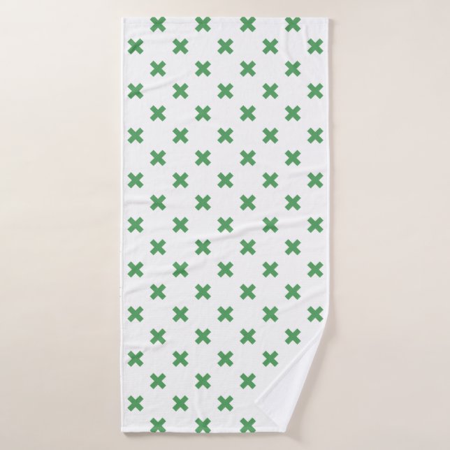 Croix verte coutures sur blanc (Serviette de bain)