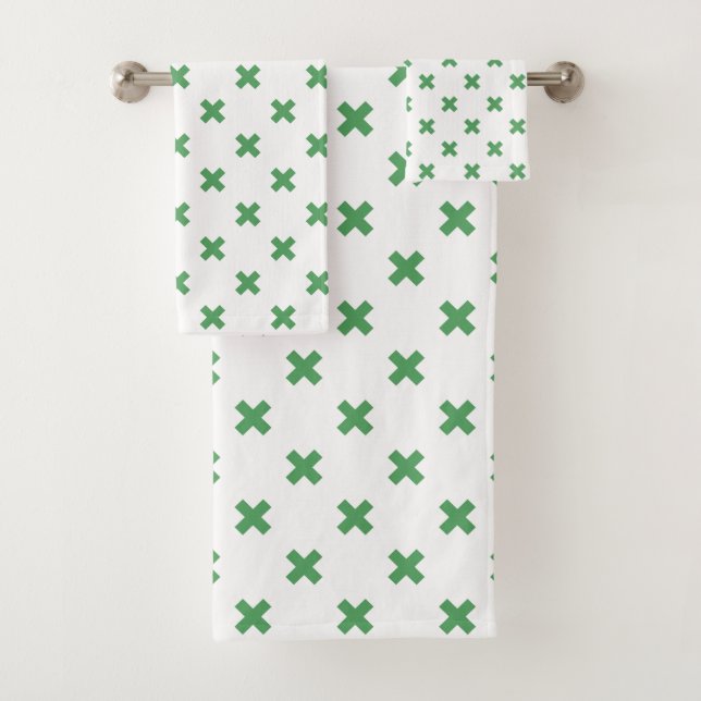 Croix verte coutures sur blanc (En situation)
