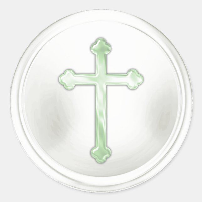 Croix verte sur autocollant de scellé d'enveloppe  (Devant)