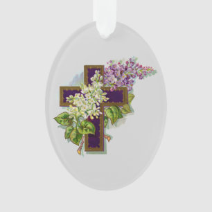 Croix Violette Et Fleurs