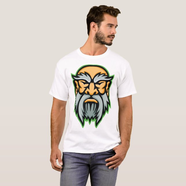Cronos Grec Dieu Gris Beard T-Shirt (Devant entier)