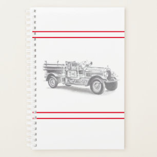 croquis au crayon de camion de pompiers vintage de