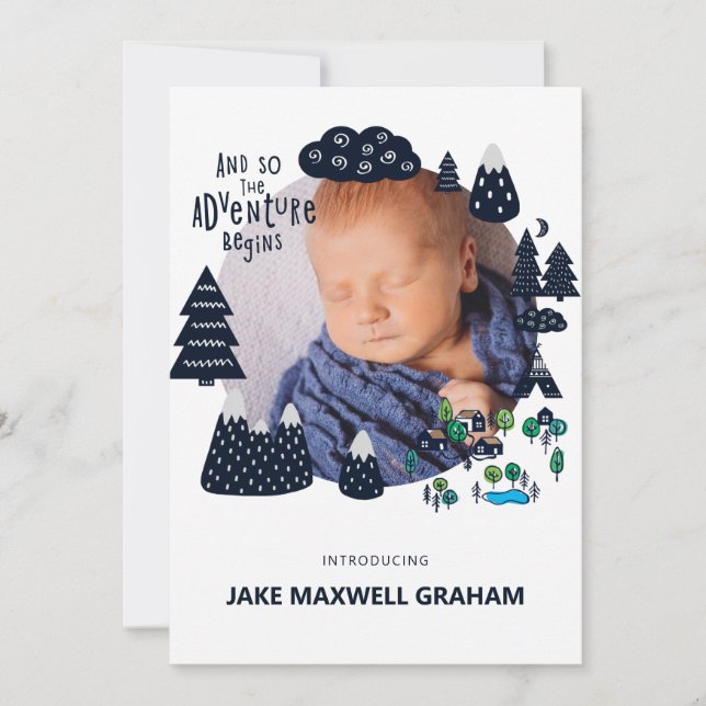 Croquis aventure | Faire-part de naissance double  (Devant)