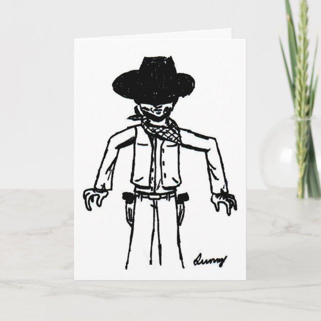 Croquis Cowboy "Howdy Pardner" Carte de voeux (Devant)