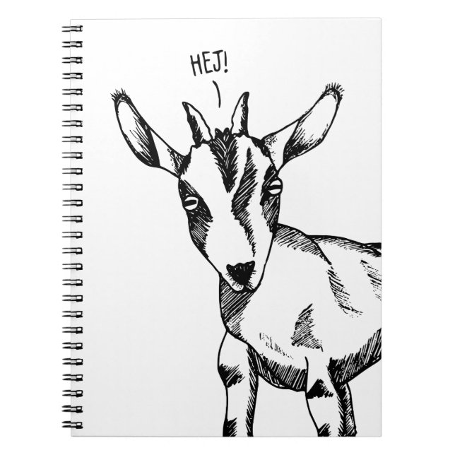 Croquis de chèvre disant "Hej !" Carnet (Devant)