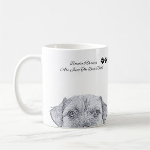 Croquis de chien de Terrier de frontière, tasse d
