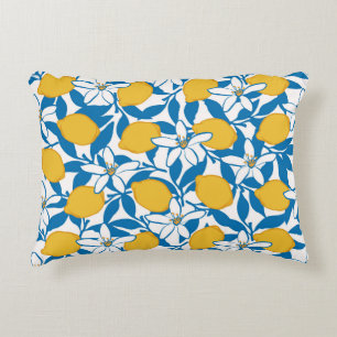 Croquis de citron floral à la main - Coussin d'acc