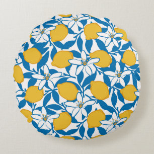Croquis de citron floral - Coussin rond
