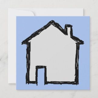 Croquis de maison. Noir et bleu.