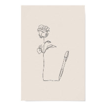 Croquis de rose au stylo - Affiche minimale noire 
