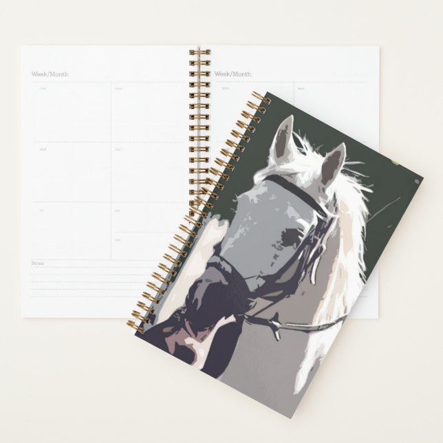 Croquis de tête de cheval blanc stylisé (Devant avec enveloppe)
