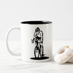 Croquis drôle de cycliste - tasse de café de