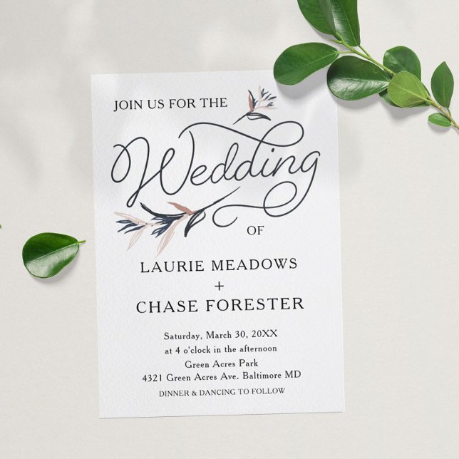 Croquis Floral Minimal Boho Faire-part de mariage (Créateur téléchargé)