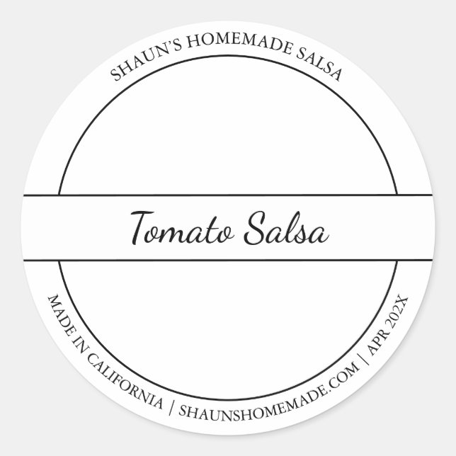 Croquis noir et blanc étiquette de salsa tomate (Devant)