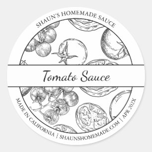 Croquis noir et blanc Étiquette de sauce tomate