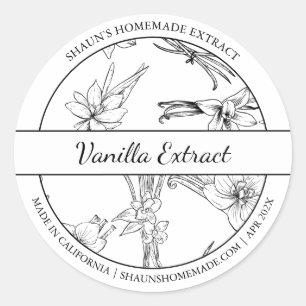 Croquis noir et blanc Vanilla Extrait étiquette