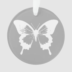 Croquis papillon, gris argenté et blanc