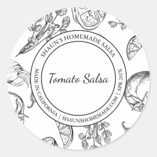 Croquis sur la salsa de tomate étiquette moderne