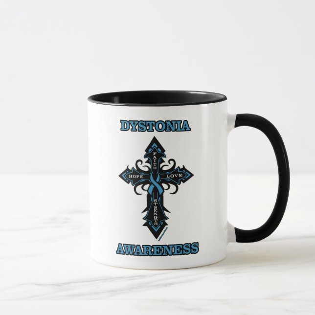 Cross/Awareness...Dystonia Mug à café à deux tons (Droite)